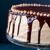4 Layer Chocolate Brownie Cake with Peanut Butter Frosting and Chocolate Ganache
