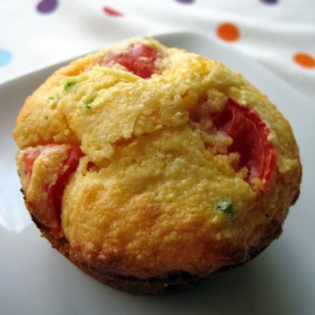 Cherry Tomato Studded Jalapeno Corn Muffins