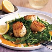 Scallops with Spinach and Paprika Syrup