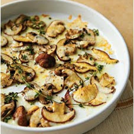 Sliced Mushrooms with Melted Fontina