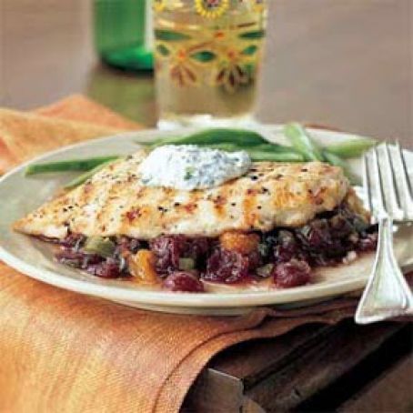 Pan Grilled Chicken with Cranberry Salsa