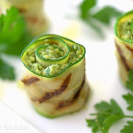 Grilled Artichoke Pesto Zucchini Bites