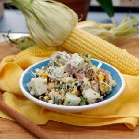Grilled Corn and Poblano Potato Salad