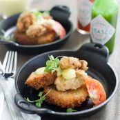 Fried Heirloom Tomatoes with Buttermilk Fried Oysters and Green Pepper Aioli