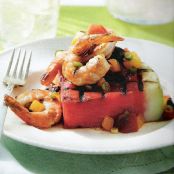 Grilled Shrimp and Watermelon Wedges with Tomato Relish