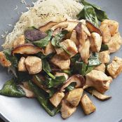 Crispy Noodle Cakes with Hoisin Chicken