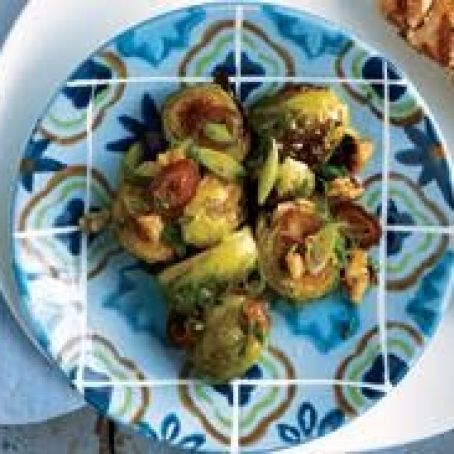 Roasted Brussel Sprouts With Walnuts & Dates