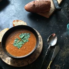 Garden Tomato soup with Cashew Walnut cream