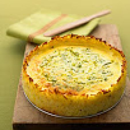 Goat cheese quiche with hashbrown crust