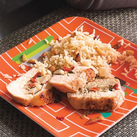 Chicken Breasts Stuffed with Fontina, Artichokes, and Sun-Dried Tomatoes