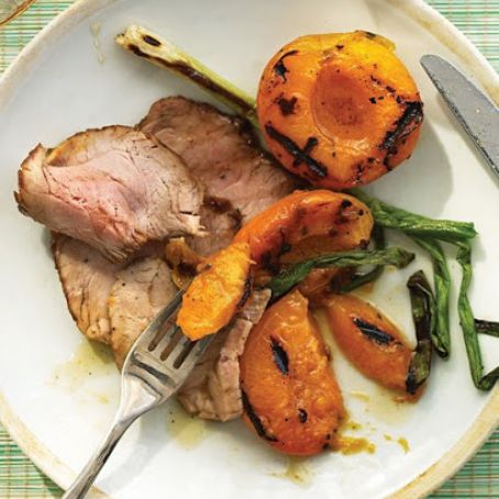 Grilled Apricots & Pork Tenderloin with Honey Glaze