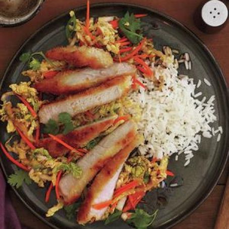 Crispy Pork Cutlets with Asian Slaw