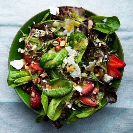 Baby Lettuces with Feta, Strawberries and Almonds