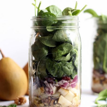 QUINOA****Quinoa, Pear and Spinach Salad-in-a-Jar