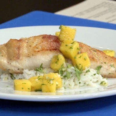 Seared Mahi-Mahi with Mango Sauce and Fragrant Rice