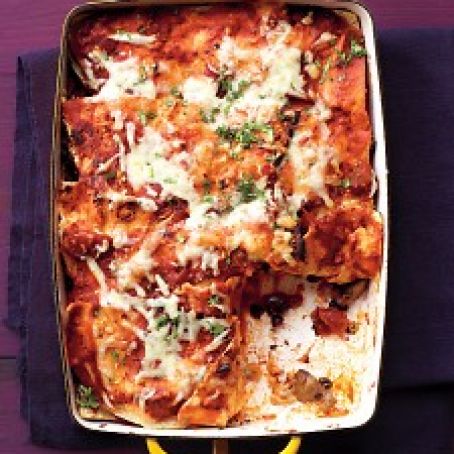 Mushroom and Black Bean Tortilla Casserole