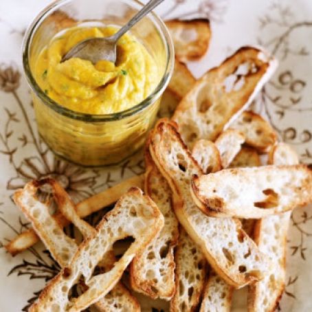 Kurdish Pumpkin Dip with Turkish bread wafers