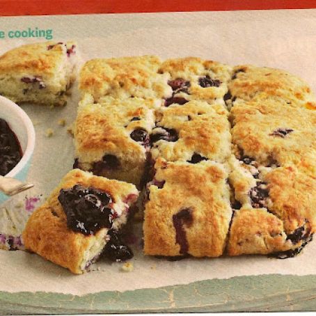 Blueberry Cream Biscuits with Blueberry Sauce