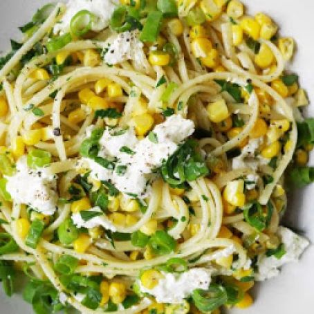 Z_Linguine with Buttery Corn, Scallions, & Goat Cheese