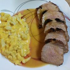 Grilled Pork Tenderloin with Guava Glaze and Orange-Habanero Mojo- by Bobby Flay