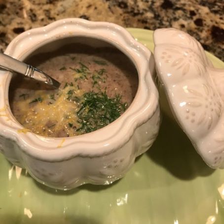 Mushroom Bisque with Dill and Lemon Gremolata