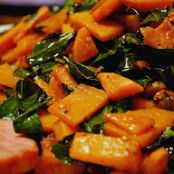 Sweet Potatoes and Greens with Honey-Mustard Glaze