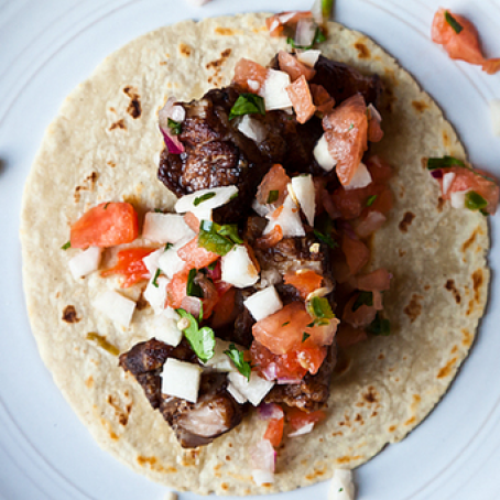 Tacos Pork Belly 'Braised' with Watermelon, Jicama & Jalapeño Salsa