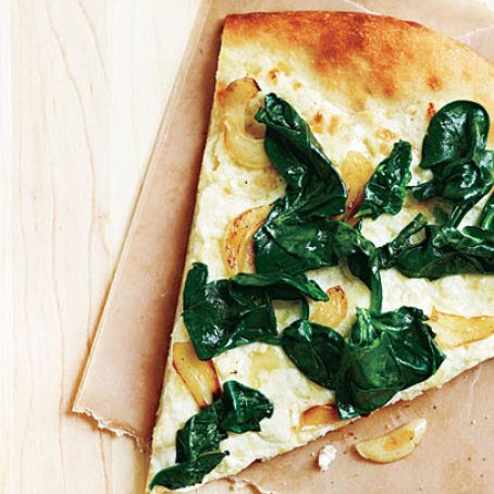 Three-Cheese White Pizza with Spinach
