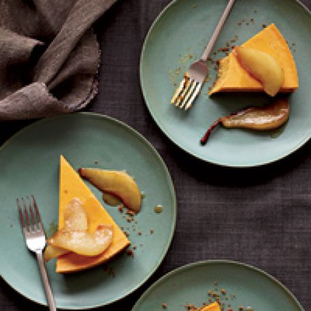 Pumpkin Cheesecake with Brown-Butter Pears