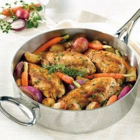 Pan Sauteed Chicken with Vegetables and Herbs
