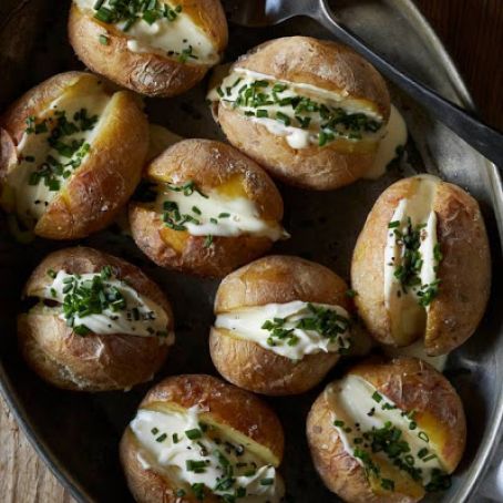 Salt-Roasted German Butterball Potatoes With Mascarpone & Chives