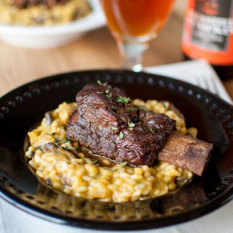 Pumpkin Mushroom Risotto w/ Coffee & Chocolate Glazed Short Ribs