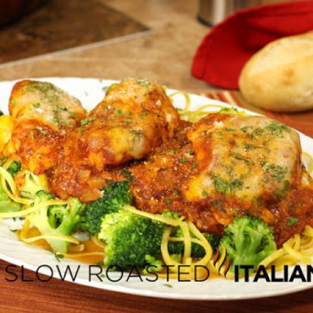 Chicken Parmesan with Linguine and Broccoli