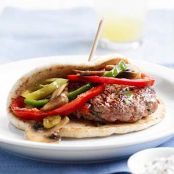 Pork Burgers Pan-Seared with Peppers and Mushrooms - Recipe.com