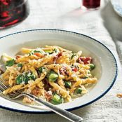 Strozzapreti with Favas, Peas, and Prosciutto