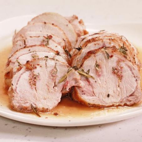 Roasted Pork Loin with Kale and Polenta by Rachel Ray