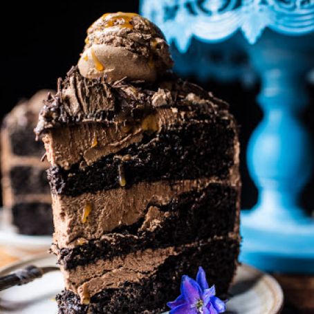 Chocolate Bourbon Caramel Macaron Cake