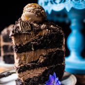 Chocolate Bourbon Caramel Macaron Cake