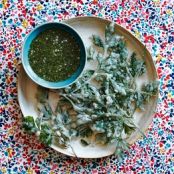 Fried Parsley With Vietnamese Dipping Sauce
