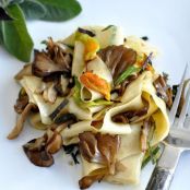 Hand Cut Pasta with Maitake Mushrooms and Squash Blossoms