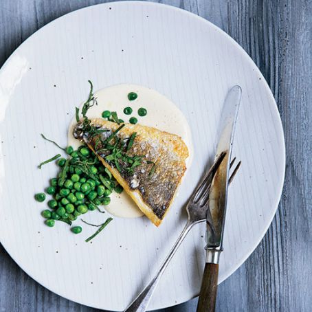 Sea Bass with Lemongrass, Peas and Mint