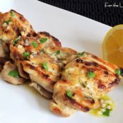 Pork Tenderloin Marinated in Garlic, Lemon and Oregano with Greek Salad