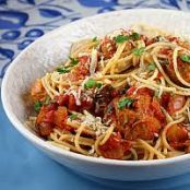 Spaghetti w/Turkey Meatballs in Spicy Tomato Sauce