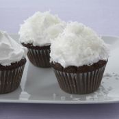 Chocolate-Almond Cupcakes with Fluffy Coconut Frosting