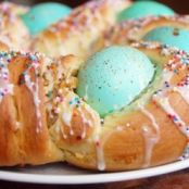 Italian Easter Bread with Dyed Eggs