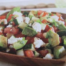 Tomato, Avocado and Cucumber Salad/Dip with Feta Cheese