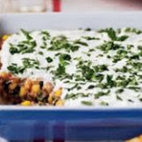 Party Bean Dip with Baked Tortilla Chips