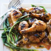 Apricot-Sriracha Drumsticks with Green Onions