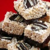 Bourbon Caramel Rice Crispy Treats with Dark Chocolate (gluten free)
