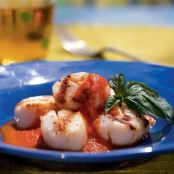 Scallops With Roasted Pepper Butter Sauce
